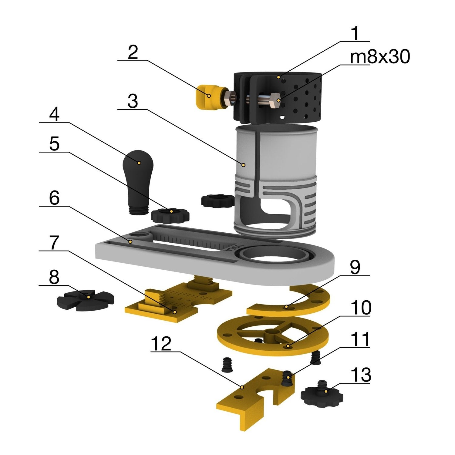 3D printed 4 in 1 Trim Router Jig