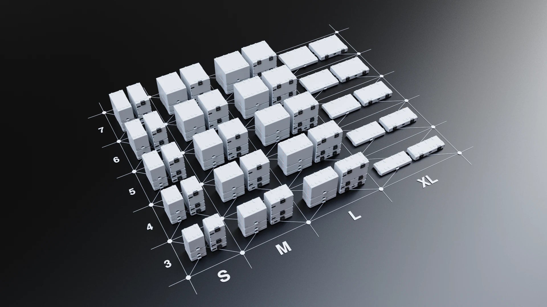 VAULT model family arranged by size and length